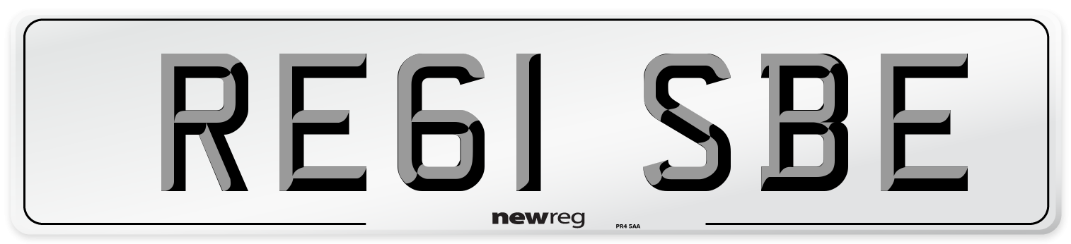 RE61 SBE Number Plate from New Reg